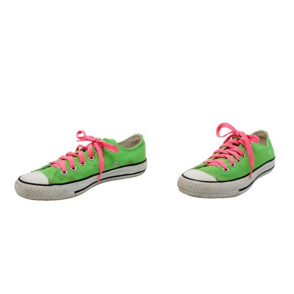 Converse Chuck Taylor All Star Low Top Sneakers Shoes Green Pink Canvas Rubber - Picture 11 of 11
